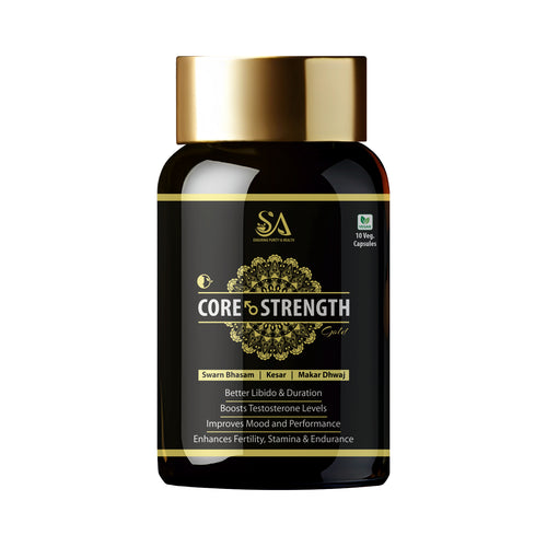 CORE STRENGTH Gold Capsules - Ayurvedic Supplement for Vitality and Stamina with Ashwagandha, Shilajit, Safed Musli, and More - 10 Capsules