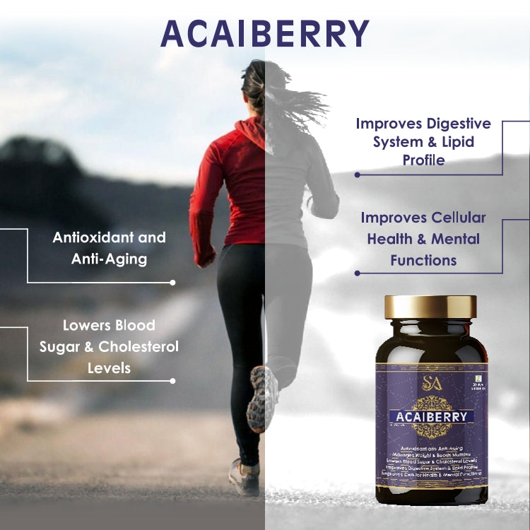 AcaiBerry Capsules | Supports Healthy Skin | Antioxidant-Rich Formula | Nutrition Supplement for Digestive System & Blood Sugar Management | 60 Capsules