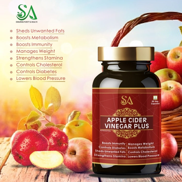 APPLE CIDER VINEGAR PLUS | Weight Management, Cholesterol Support, Immune & Metabolic Boost - 60 Capsules
