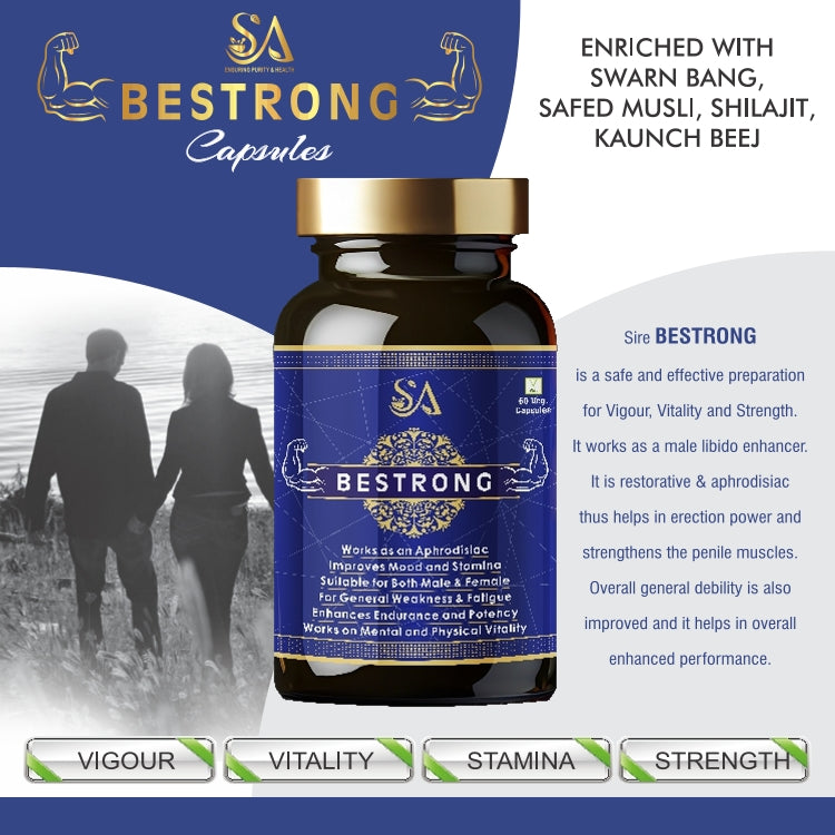 BESTRONG(Booster Capsule, With Goodness of Ashwagandha, Gokhru, Shatavari, Shjilajit, Helps to Boost Energy and Strength (Pack of 60 Capsules)