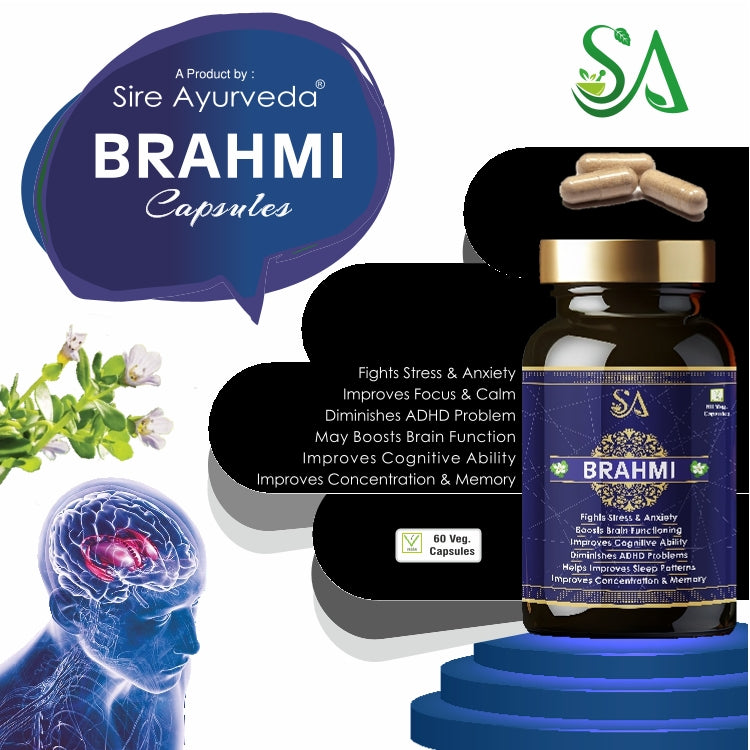 BRAHMI (Based Brain Booster Supplement with Brahmi Healthy Brain, Stress Relief, Improve Focus – 60 Veg Capsules)
