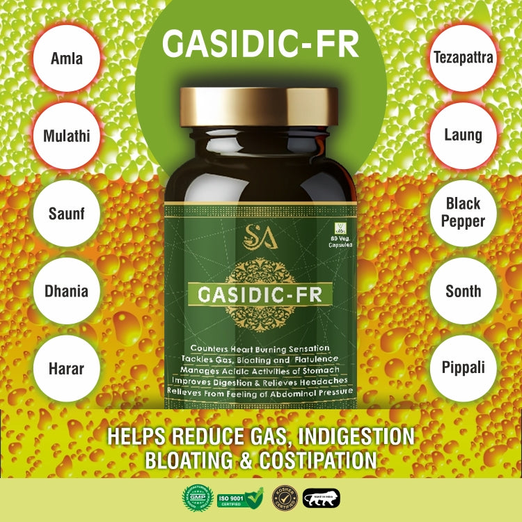 GASIDIC-FR(Acidity gas relief ayurvedic medicine, stomach pain relief medicine, kabj medicines or Digestion, Acidity, Constipation, Abdominal Pain Bloating and Stomach Gas Relief, Helps to Improve Digestive Immunity)