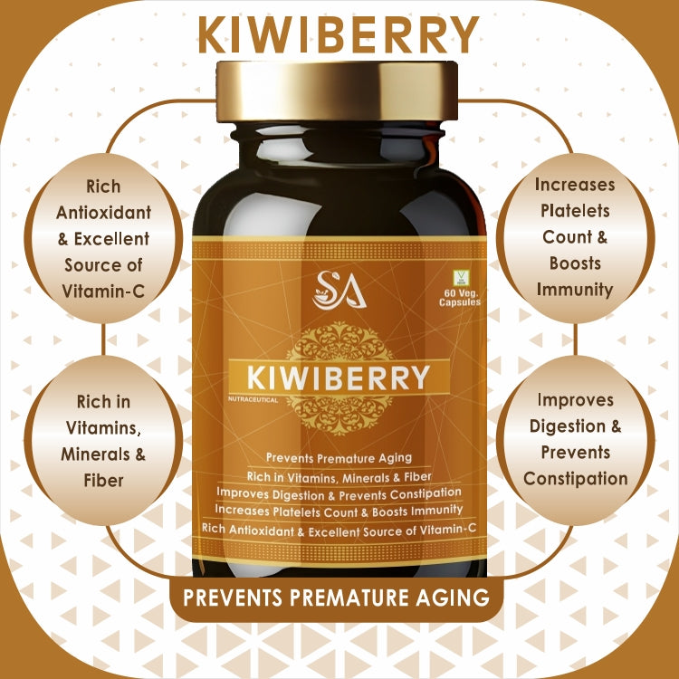 KIWIBERRY(Good For Body Detoxifier, Immunity Booster, Joint Pain Relief Restful Sleep, 60 Veg Capsules)