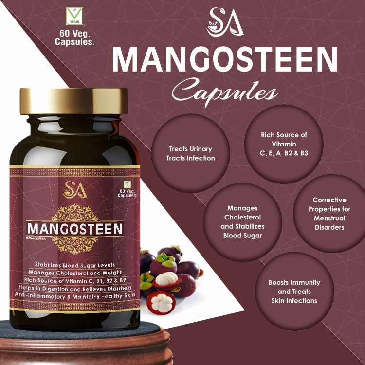 MANGOSTEEN(Good For Body Detoxifier, Immunity Booster, Joint Pain Relief Restful Sleep, 60 Veg Capsules)