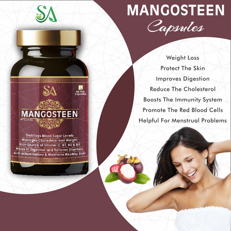 MANGOSTEEN(Good For Body Detoxifier, Immunity Booster, Joint Pain Relief Restful Sleep, 60 Veg Capsules)