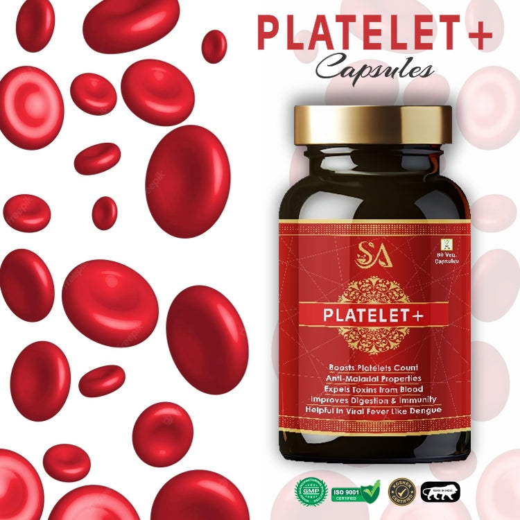 PLATELET+(Protects From Fever, Dengue, Produces New Blood Platelets, 60 Capsules (100% Ayurvedic)