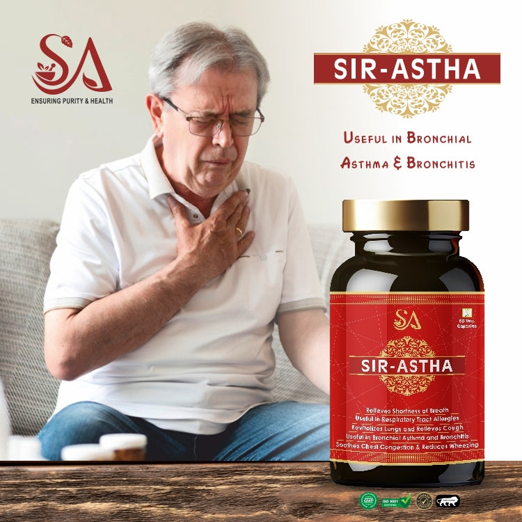SIR-ASTHA(Ayurvedic Capsule, Relief from breath shortness, Congestion, Coughing, Respiratory Disorder ,Easy Breathing, Lungs Health & Wellness (60 Capsules)