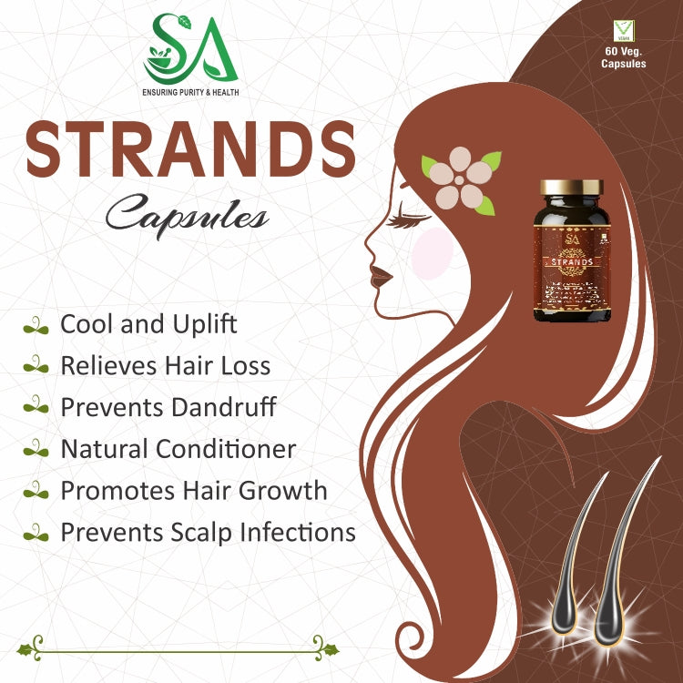 STRANDS(Controls Hair Fall & Stimulates Follicles, 60 Veg Capsules)