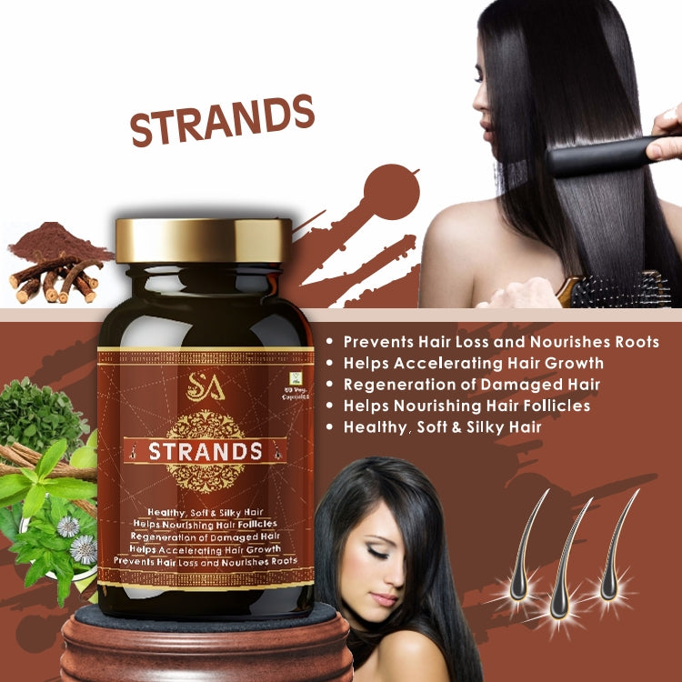 STRANDS(Controls Hair Fall & Stimulates Follicles, 60 Veg Capsules)