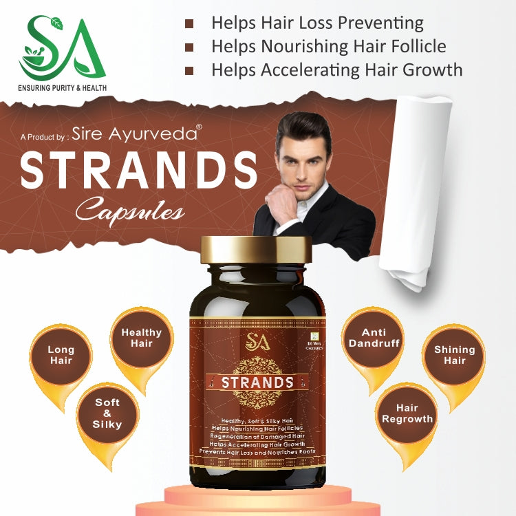 STRANDS(Controls Hair Fall & Stimulates Follicles, 60 Veg Capsules)