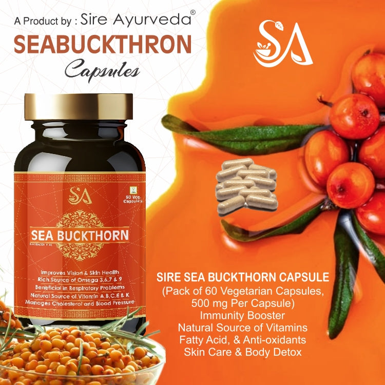 SEA BUCKTHORN(Rich Source of Omega, Supports Digestions, Cardiovascular Health & Liver Detox, 60 Veg Capsules)