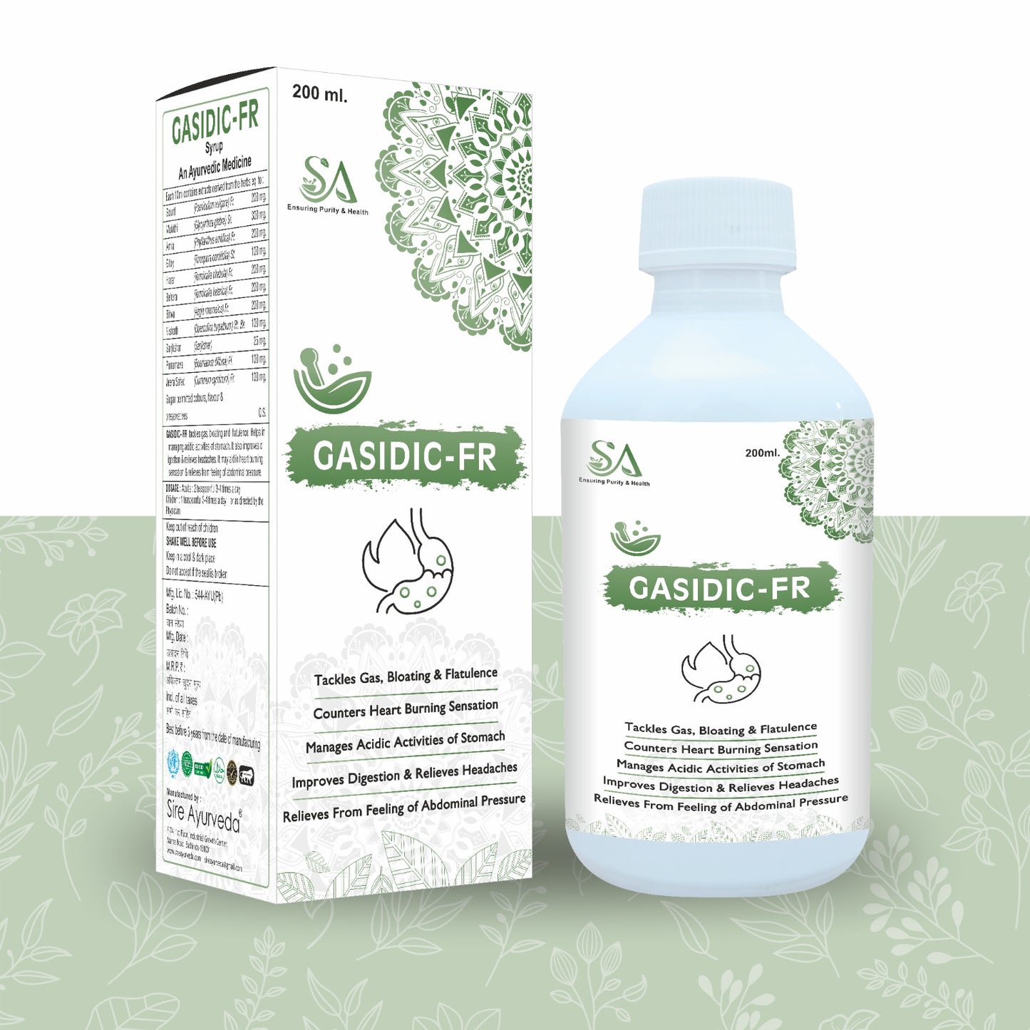 GASIDIC-FR( Acidity gas relief ayurvedic syrup, stomach pain relief medicine, kabj medicines or Digestion, Acidity, Constipation, Abdominal Pain Bloating and Stomach Gas Relief, Helps to Improve Digestive Immunity)