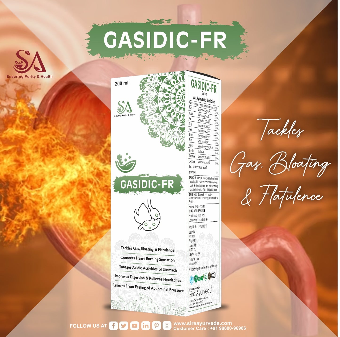 GASIDIC-FR( Acidity gas relief ayurvedic syrup, stomach pain relief medicine, kabj medicines or Digestion, Acidity, Constipation, Abdominal Pain Bloating and Stomach Gas Relief, Helps to Improve Digestive Immunity)