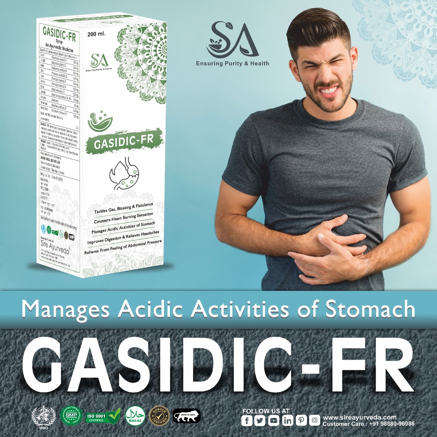 GASIDIC-FR( Acidity gas relief ayurvedic syrup, stomach pain relief medicine, kabj medicines or Digestion, Acidity, Constipation, Abdominal Pain Bloating and Stomach Gas Relief, Helps to Improve Digestive Immunity)