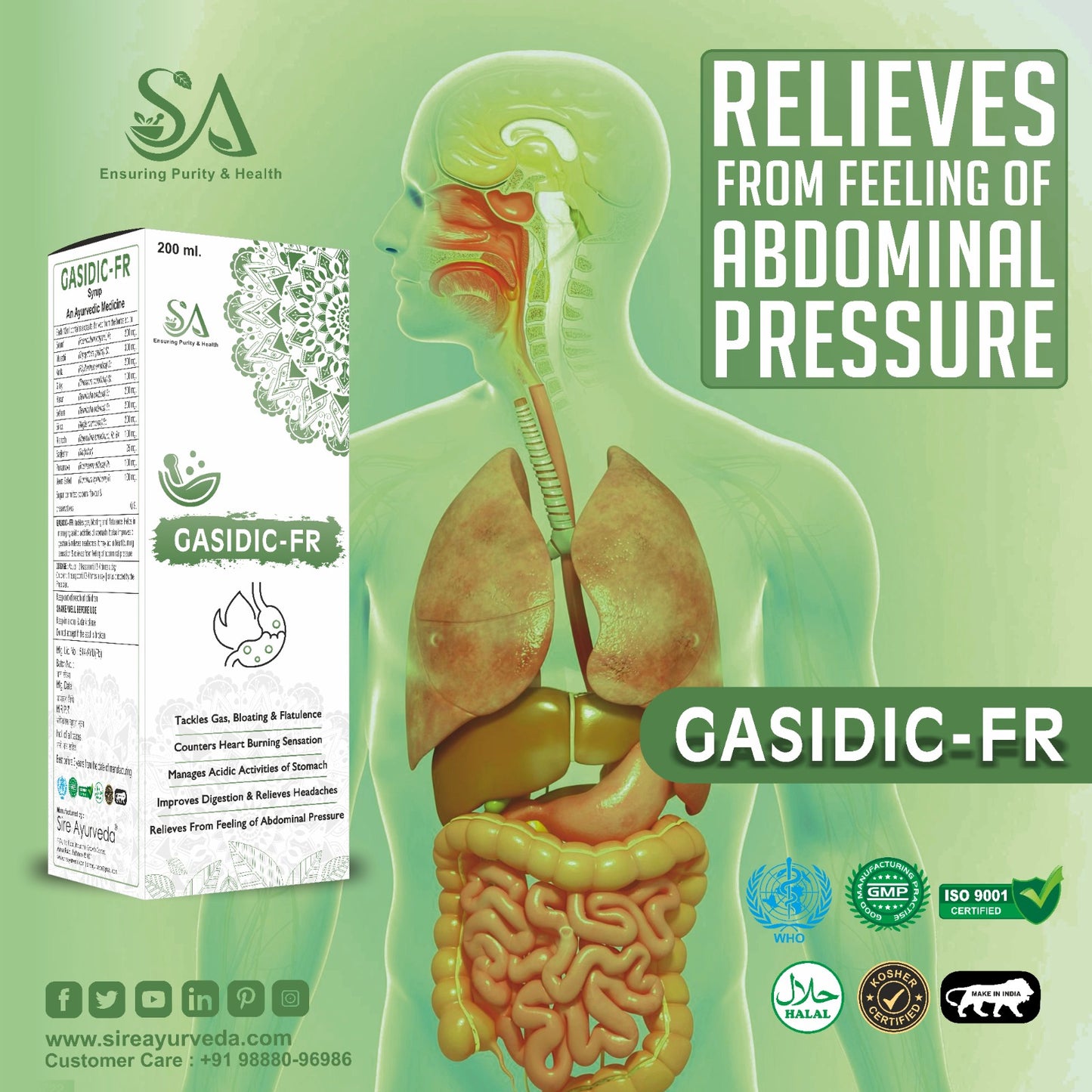 GASIDIC-FR( Acidity gas relief ayurvedic syrup, stomach pain relief medicine, kabj medicines or Digestion, Acidity, Constipation, Abdominal Pain Bloating and Stomach Gas Relief, Helps to Improve Digestive Immunity)