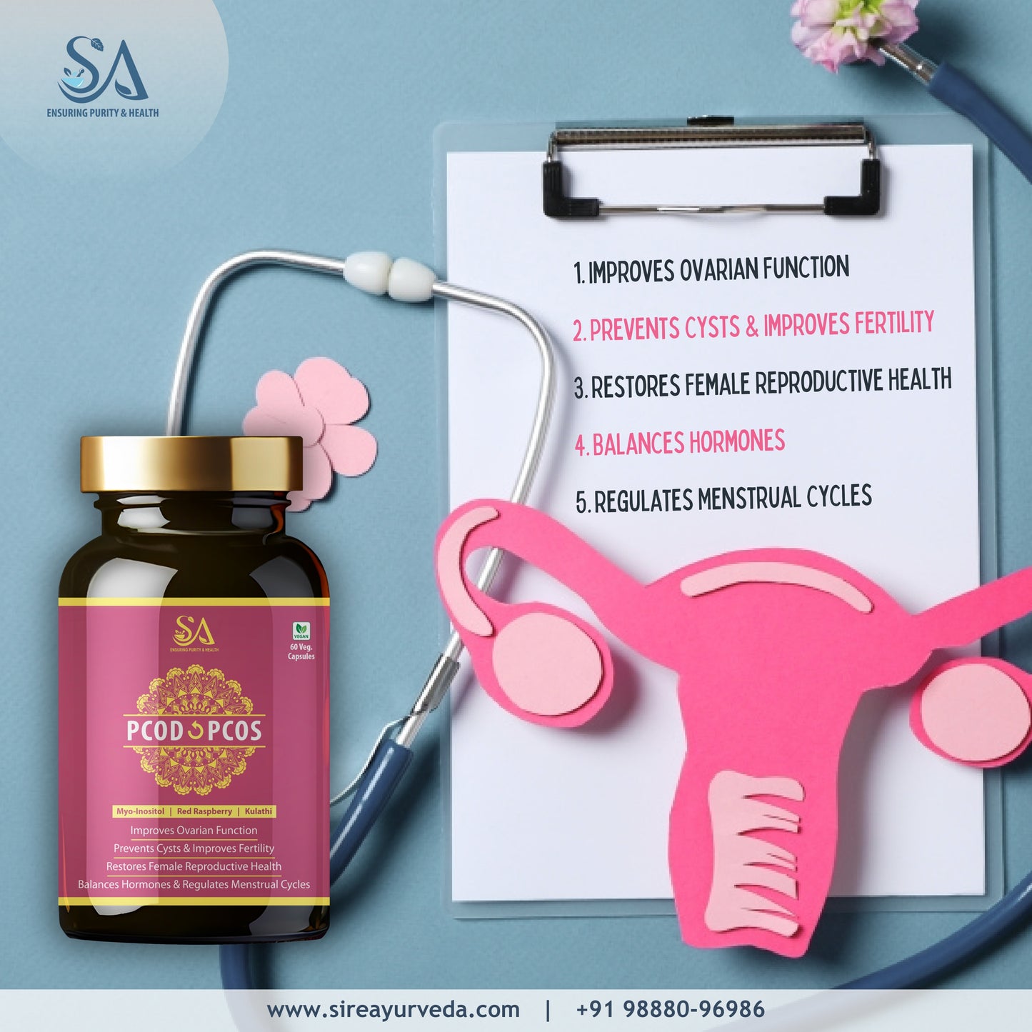 PCOD & PCOS Care Capsule With 500mg / Relief From Delayed Irregular Periods & PCOD Symptoms/Manages Hormonal Imbalance/Relief From Menstrual Cramps & Back Pain