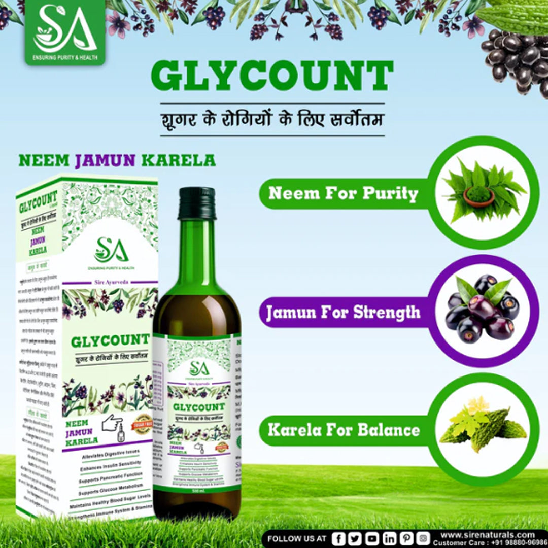 Sire® Glycount Syrup – Neem, Jamun & Karela Ayurvedic Sugar Control Tonic (500ml)