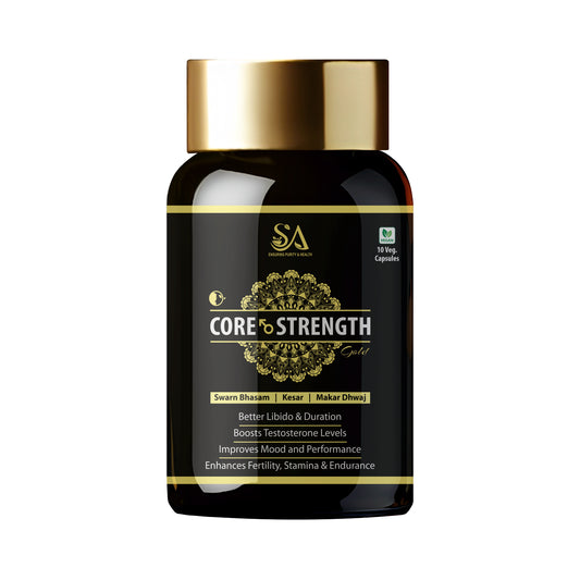 CORE STRENGTH Gold Capsules - Ayurvedic Supplement for Vitality and Stamina with Ashwagandha, Shilajit, Safed Musli, and More - 10 Capsules