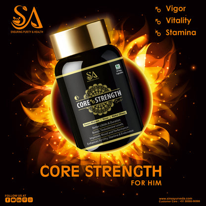 CORE STRENGTH Gold Capsules - Ayurvedic Supplement for Vitality and Stamina with Ashwagandha, Shilajit, Safed Musli, and More - 10 Capsules