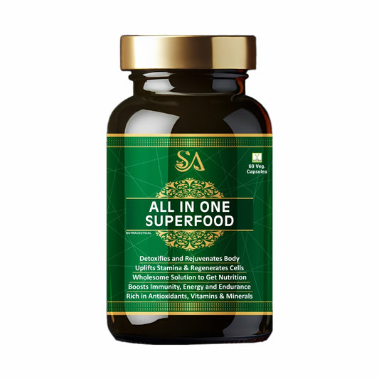 ALL IN ONE SUPERFOOD(All in one Superfood with Herbs, Veggies, Greens & Fruits Supplement | All-Natural Multivitamin & Multimineral Capsules for Men and Women | 60 Capsules)