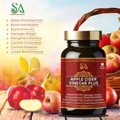 APPLE CIDER VINEGAR PLUS | Weight Management, Cholesterol Support, Immune & Metabolic Boost - 60 Capsules