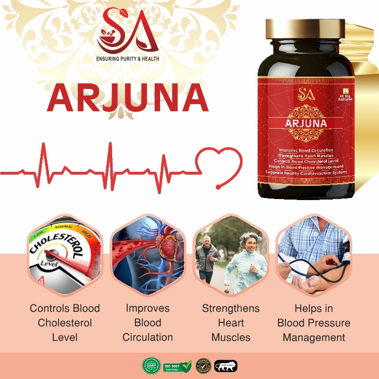 ARJUNA | Ayurvedic Capsules for Blood Pressure, Cholesterol, and Cardiovascular Health - 60 Capsules