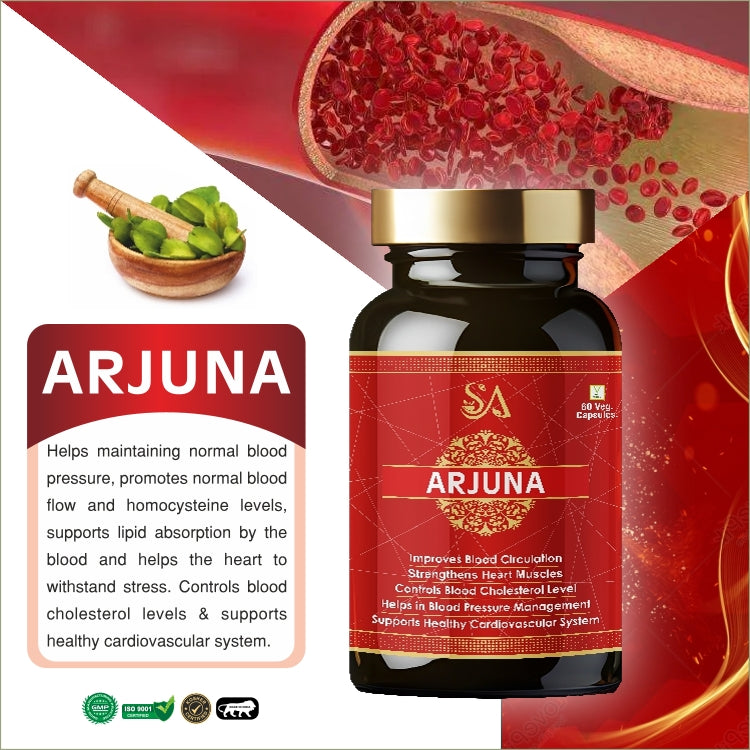 ARJUNA | Ayurvedic Capsules for Blood Pressure, Cholesterol, and Cardiovascular Health - 60 Capsules