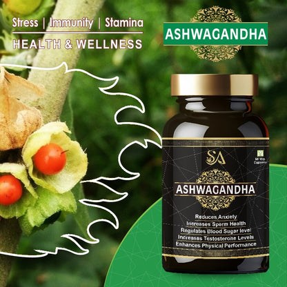 Sire Ayurveda ASHWAGANDHA Capsules (60 Capsules) | Pure Herbs for Mind Wellness | Supports Alertness | Healthy Brain | Stress Relief | Improved Focus