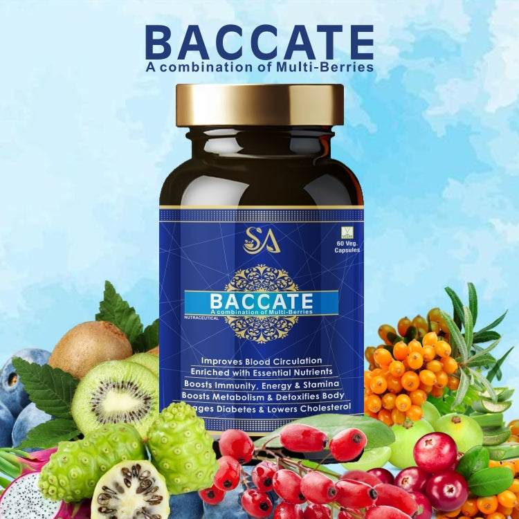 BACCATE(Good For Body Detoxifier, Immunity Booster, Joint Pain Relief Restful Sleep, 60 Veg Capsules)