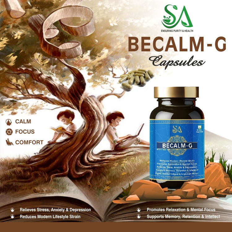 BECALM-G(Brain Booster Supplement with Brahmi Healthy Brain, Stress Relief, Improve Focus – 60 Veg Capsules)