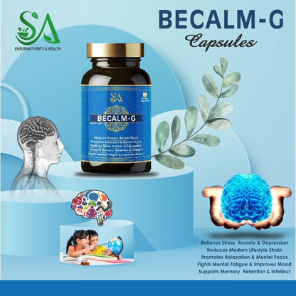 BECALM-G(Brain Booster Supplement with Brahmi Healthy Brain, Stress Relief, Improve Focus – 60 Veg Capsules)