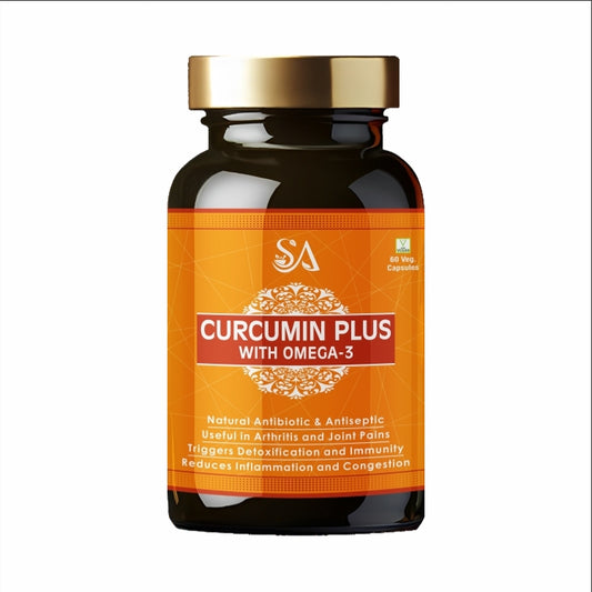 CURCUMIN PLUS WITH OMEGA- 3(Boosts Immunity & Resistance to infection ,Bone &Joint Wellness, Decreasing Workout Post Injuries, Body Detox)