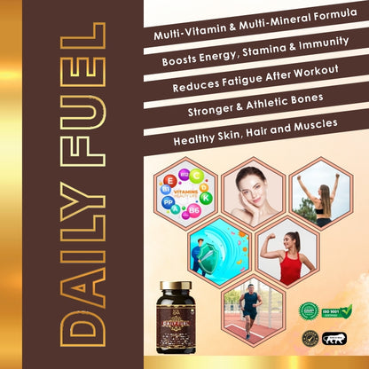DAILY FUEL(Multivitamin withVitamin C & other nutrients for Overall Health, Strong Muscles & Immunity Plant Based Multivitamin for Men & Women -Vitamins & Minerals made with Ingredients )