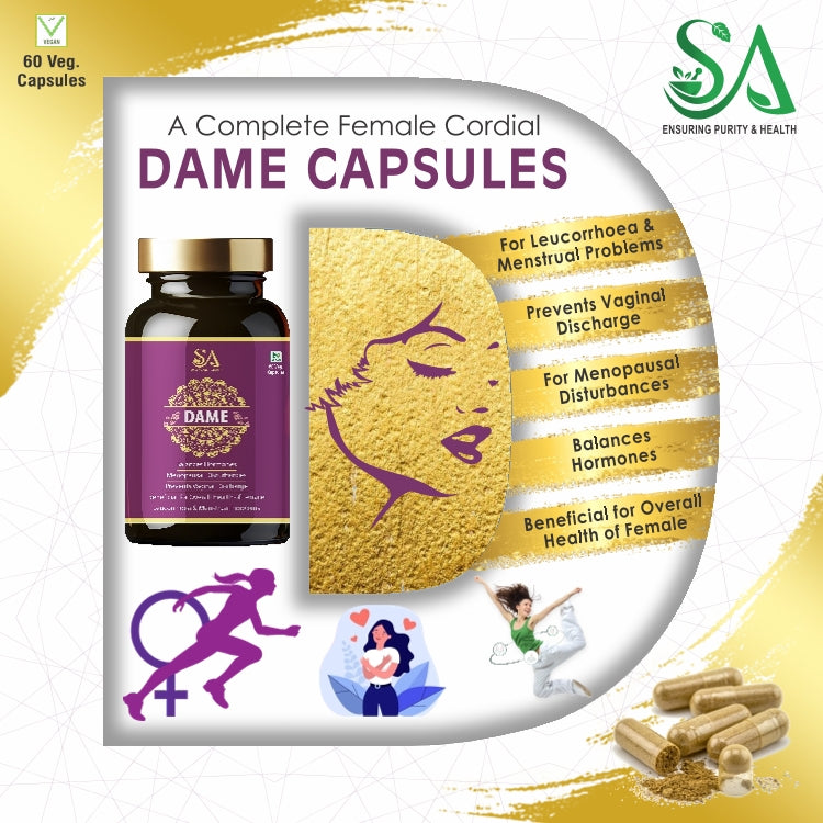 DAME( Women ayurvedic herbs, Shatavari, Ashwagandha, Ashoka, Lodhra, Babool)