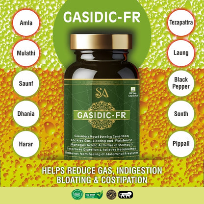 GASIDIC-FR(Acidity gas relief ayurvedic medicine, stomach pain relief medicine, kabj medicines or Digestion, Acidity, Constipation, Abdominal Pain Bloating and Stomach Gas Relief, Helps to Improve Digestive Immunity)