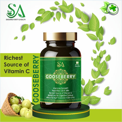 GOOSEBERRY(Improves eyesight, Richest source of vitamin C, Heart health, liver health(60 Capsules))