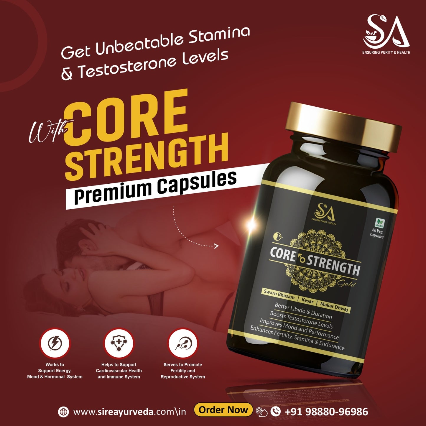 CORE STRENGTH Gold Capsules ( Free Men Massage Oil) 60 Capusles Set