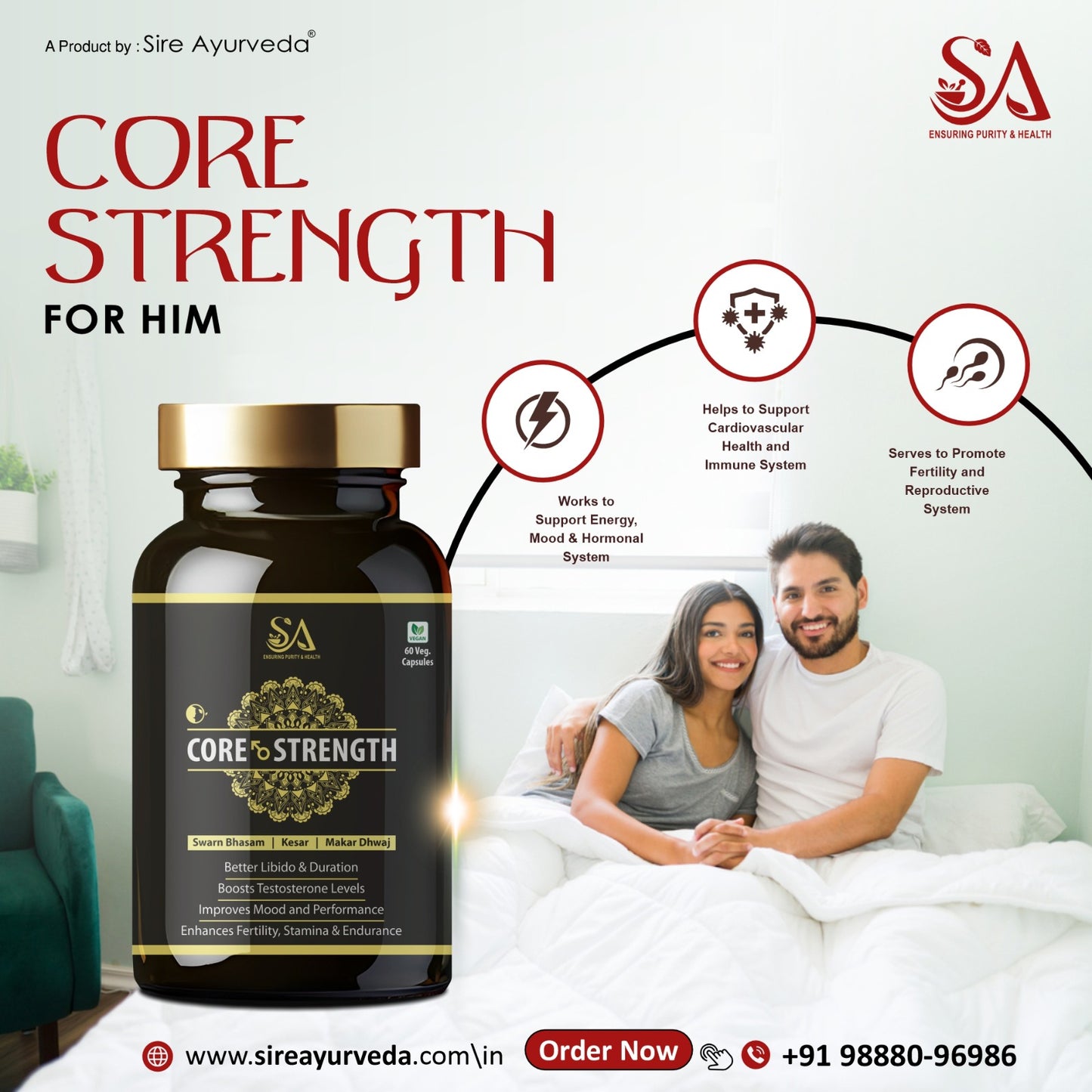 CORE STRENGTH Gold Capsules ( Free Men Massage Oil) 60 Capusles Set
