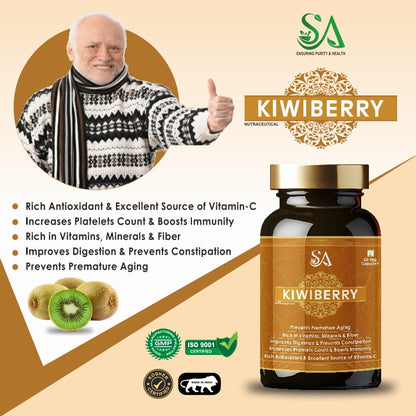 KIWIBERRY(Good For Body Detoxifier, Immunity Booster, Joint Pain Relief Restful Sleep, 60 Veg Capsules)