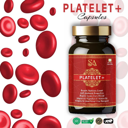 PLATELET+(Protects From Fever, Dengue, Produces New Blood Platelets, 60 Capsules (100% Ayurvedic)