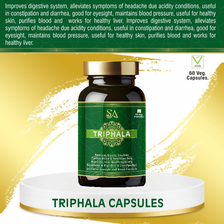 TRIPHALA(Ayurvedic supplement to improve digestion, helpful in constipation, 60 Veg Capsules)