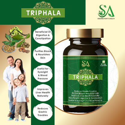 TRIPHALA(Ayurvedic supplement to improve digestion, helpful in constipation, 60 Veg Capsules)