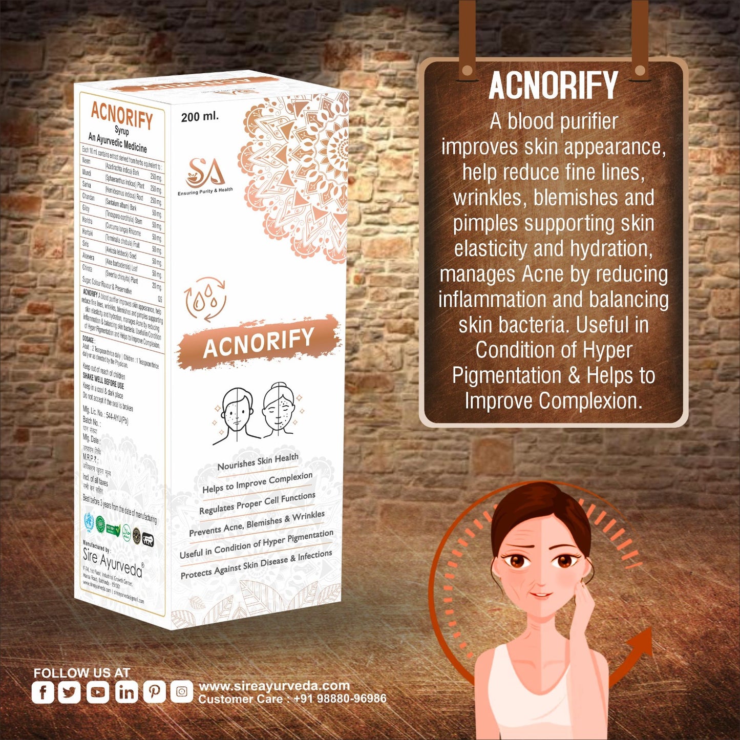 ACNORIFY Syrup - 200 ml | Herbal Blood Purifier for Skin Health and Liver Support