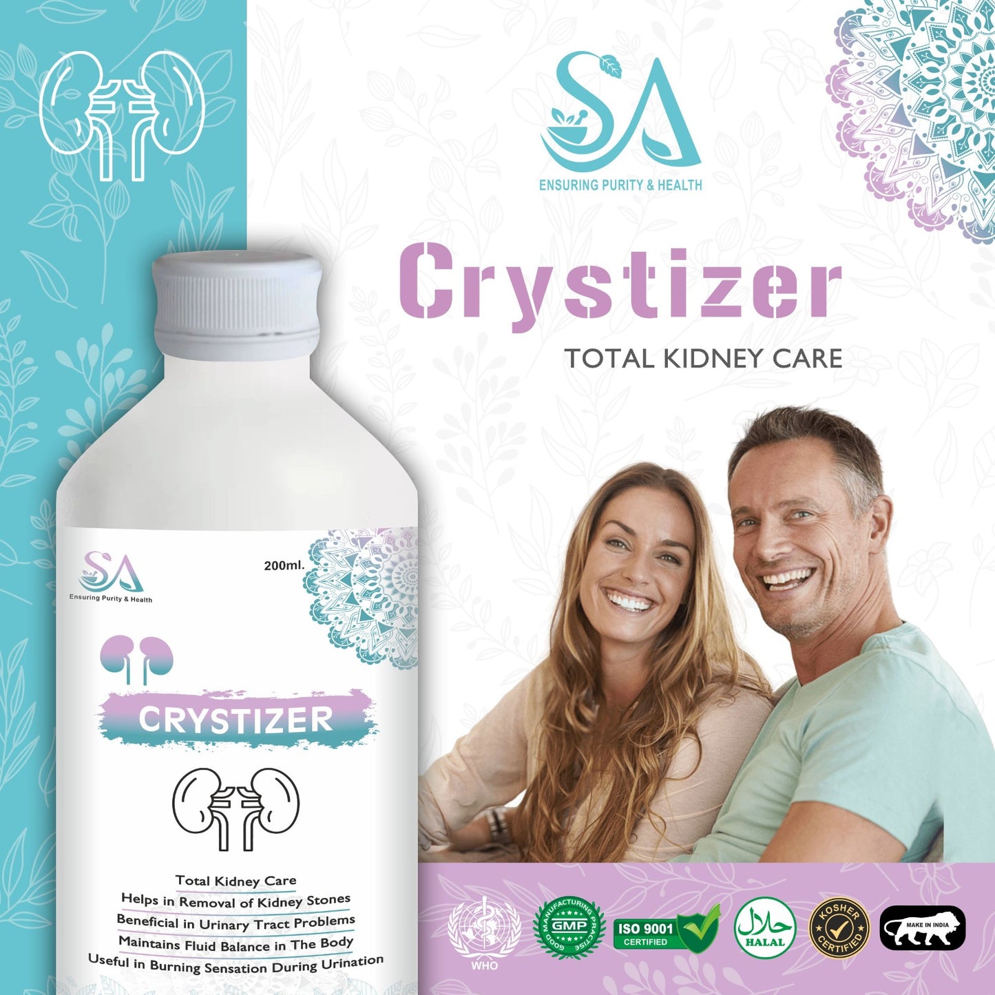 CRYSTIZER(Best Medicine For Urinary Track Infection(UTI),Vaginal Infection Helps In Incontinence, Pashanbhed, Gokharu and Punarnava)