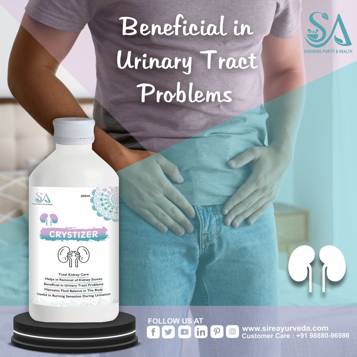 CRYSTIZER(Best Medicine For Urinary Track Infection(UTI),Vaginal Infection Helps In Incontinence, Pashanbhed, Gokharu and Punarnava)