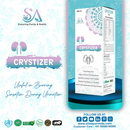 CRYSTIZER(Best Medicine For Urinary Track Infection(UTI),Vaginal Infection Helps In Incontinence, Pashanbhed, Gokharu and Punarnava)