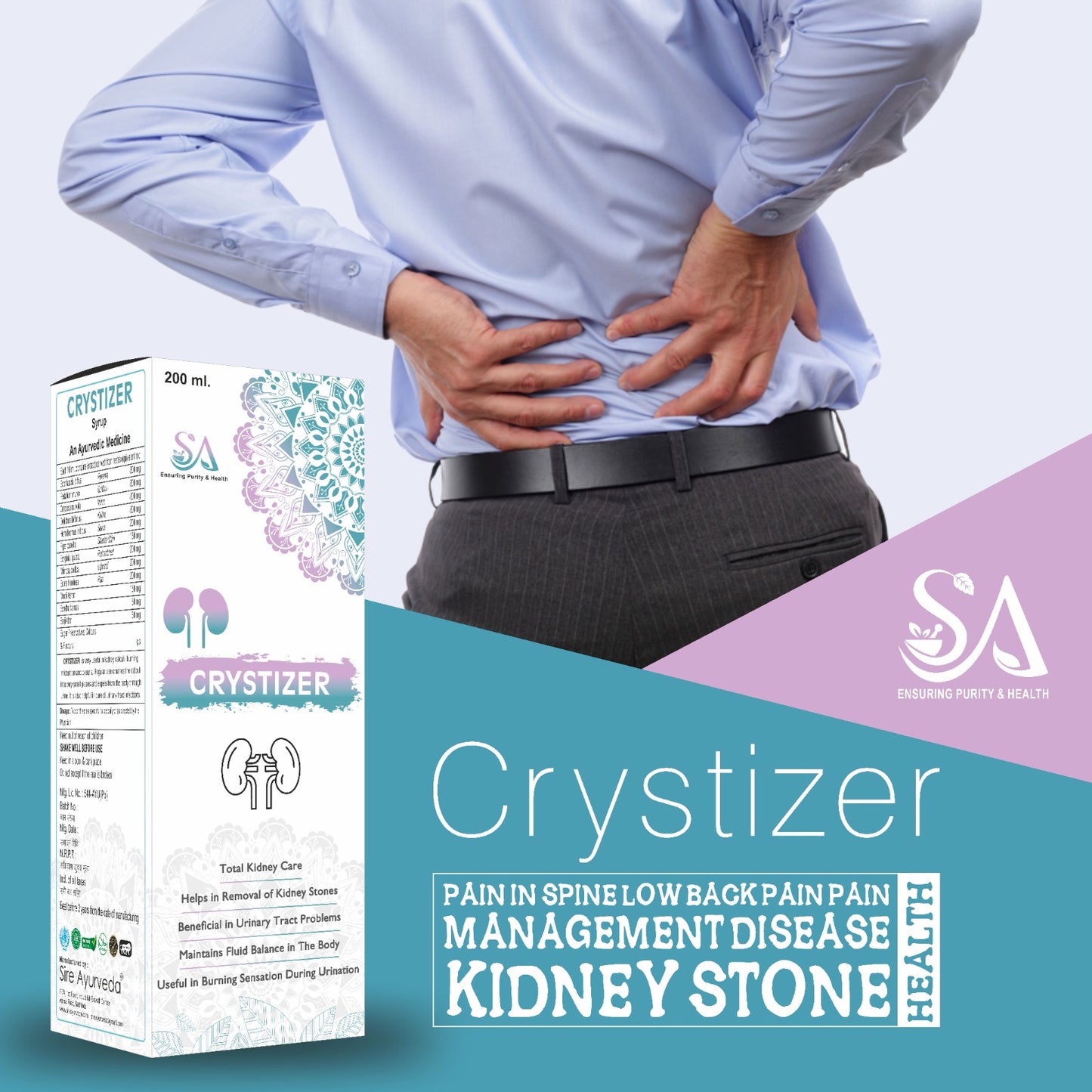 CRYSTIZER(Best Medicine For Urinary Track Infection(UTI),Vaginal Infection Helps In Incontinence, Pashanbhed, Gokharu and Punarnava)