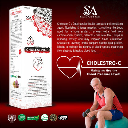 CHOLESTRO-C (Ayurvedic Supplements For Helps Blood Cholesterol & Sugar Level, A Powerful Blend Of Natural Ingredients Extra Strength Formula) 500ml