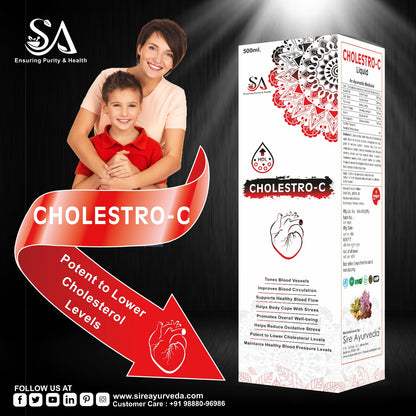 CHOLESTRO-C (Ayurvedic Supplements For Helps Blood Cholesterol & Sugar Level, A Powerful Blend Of Natural Ingredients Extra Strength Formula) 500ml
