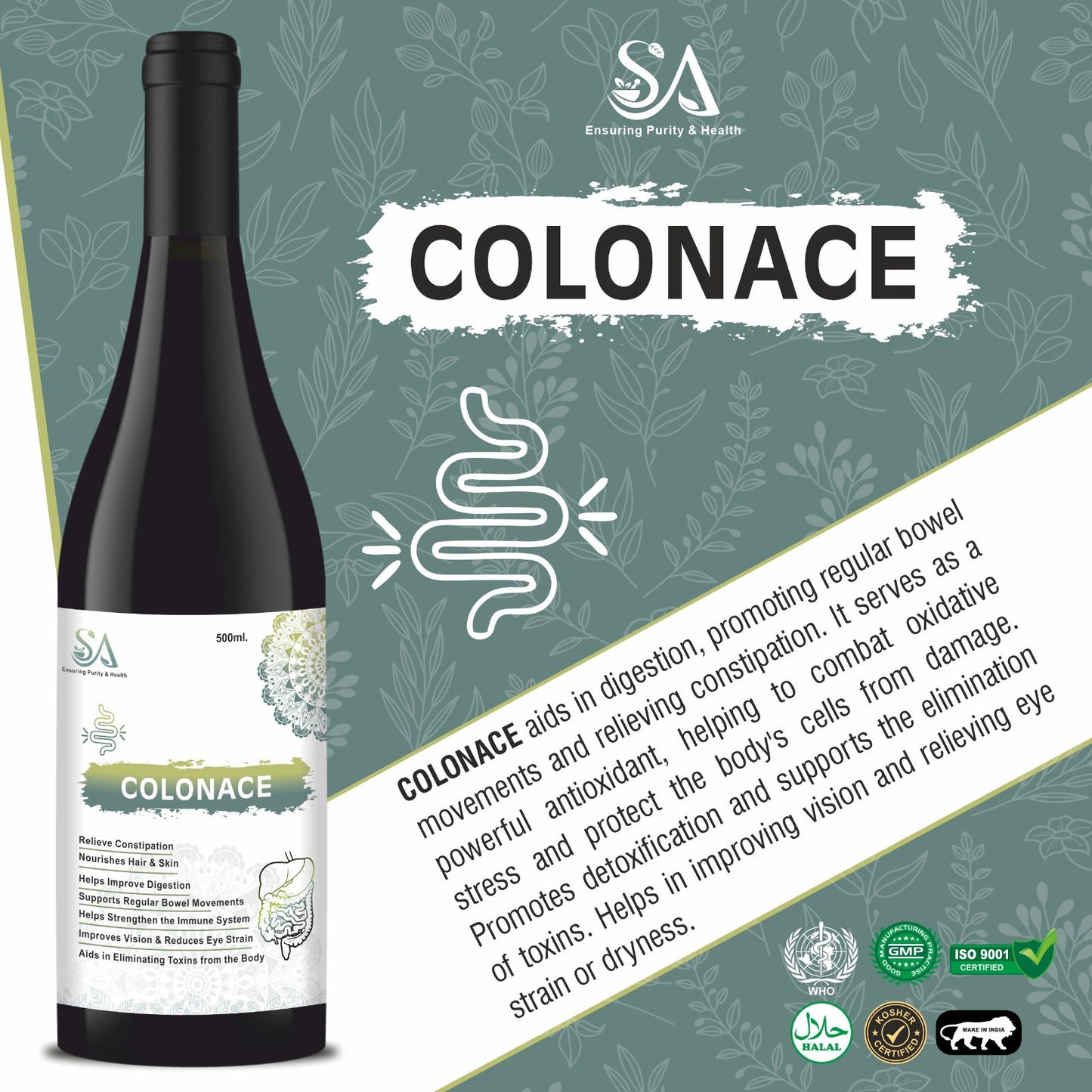 COLONACE(Ayurvedic Syrup to improve digestion, helpful in constipation, 500ml)